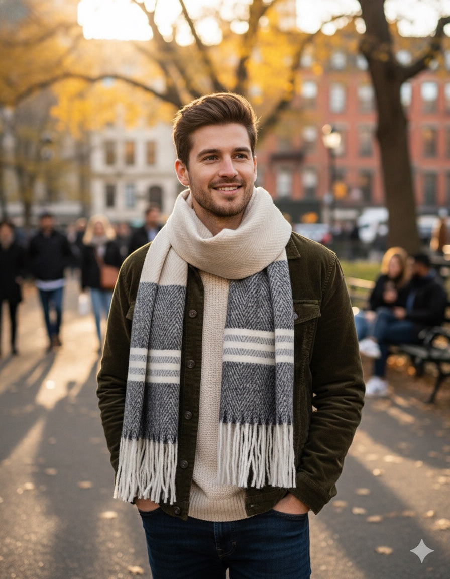 Warm Chevron Weave Winter Stole