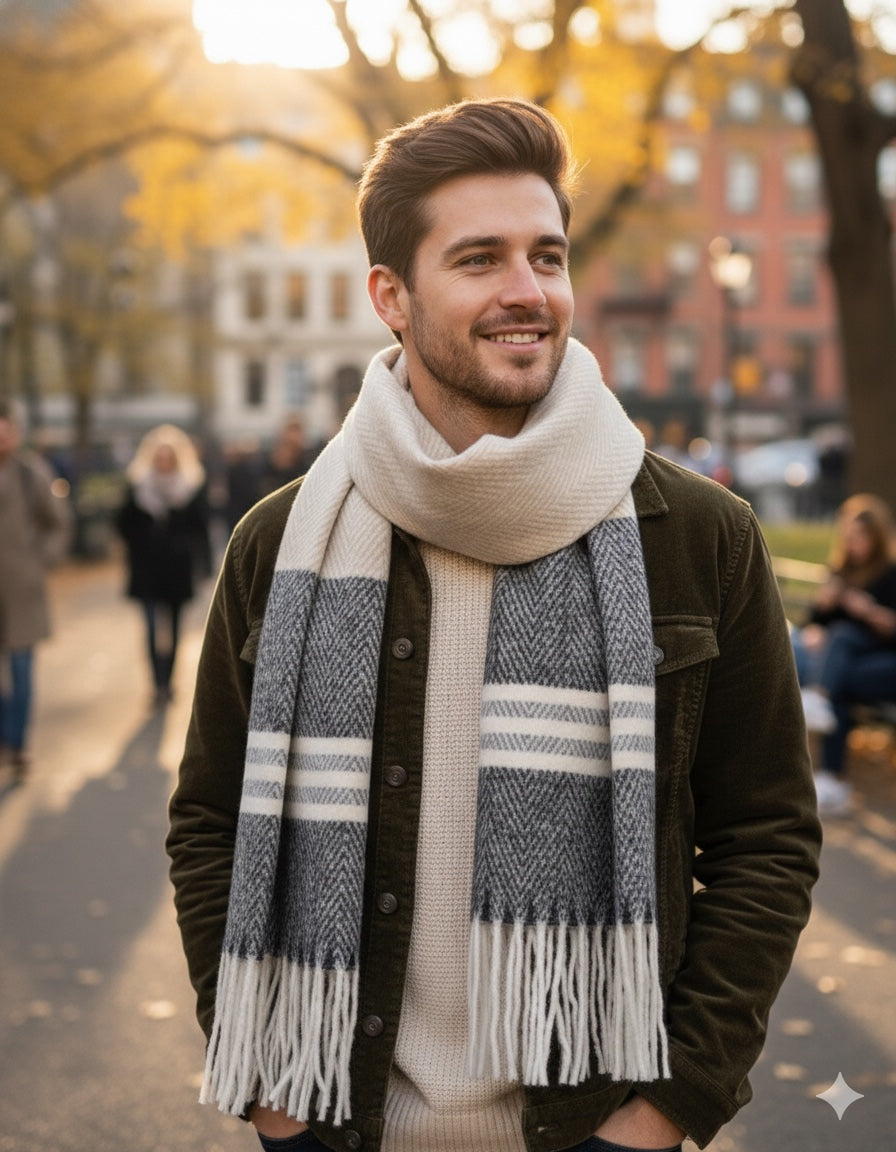 Warm Chevron Weave Winter Stole