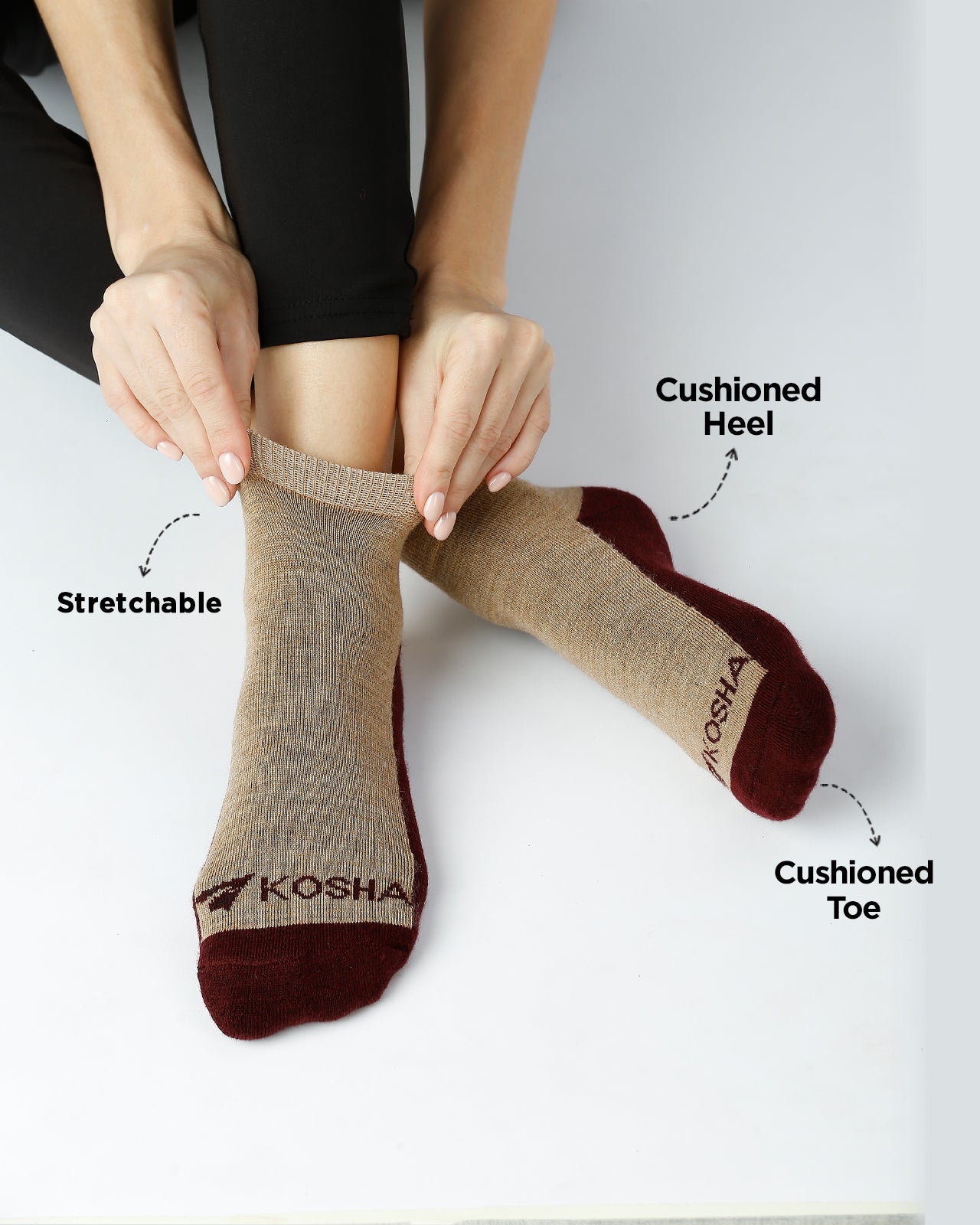 Ankle Length Technical Cushioned Merino Wool Socks For Women