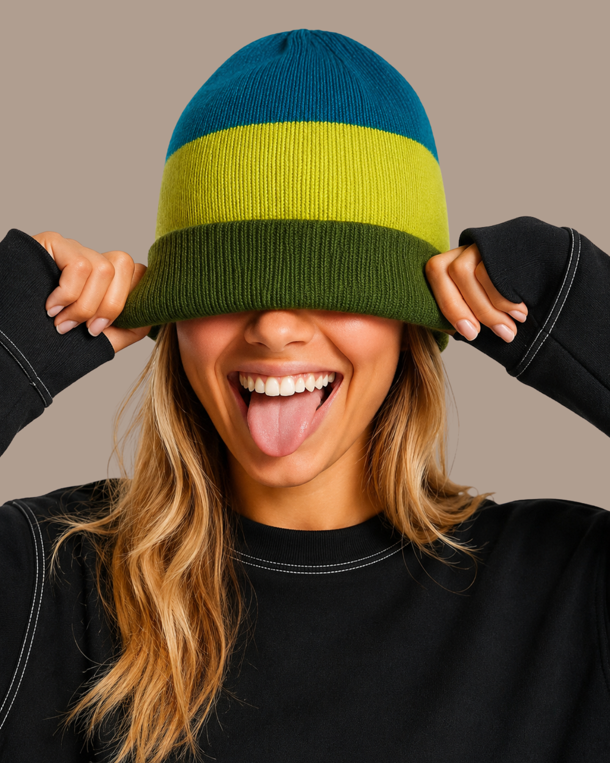 Striped Merino Wool Beanie For Women