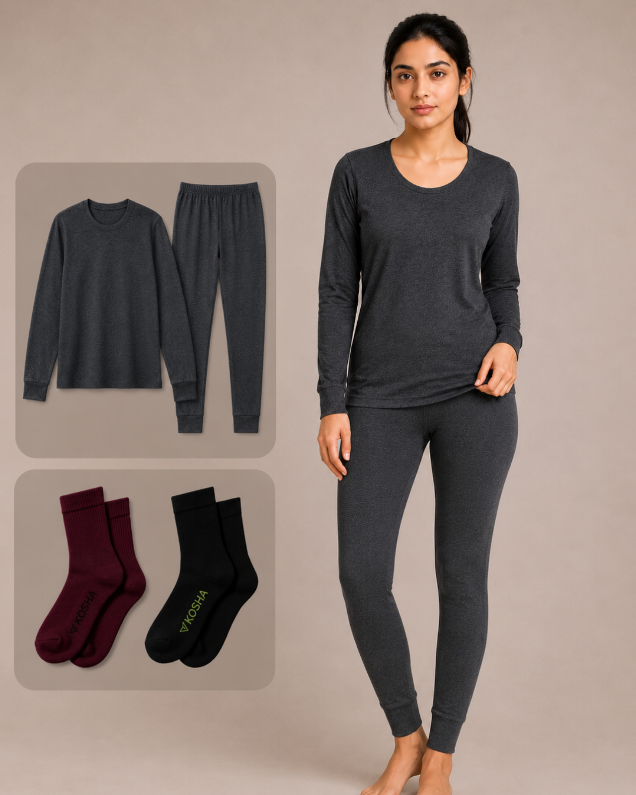 Women's 100% Merino Wool Study Abroad Bundle | Thermal Set + 2 Pairs of Socks