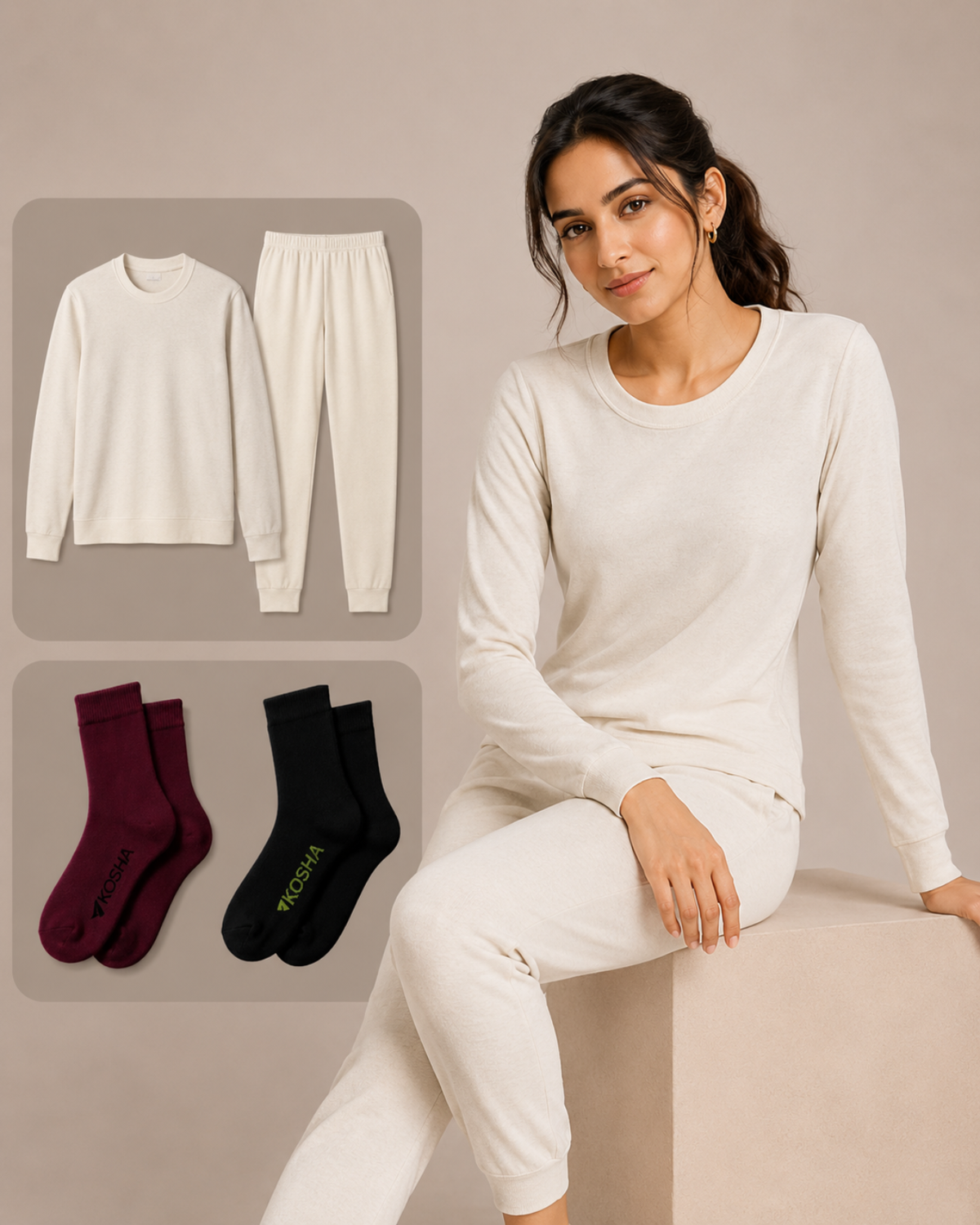 Women's 100% Merino Wool Study Abroad Bundle | Thermal Set + 2 Pairs of Socks