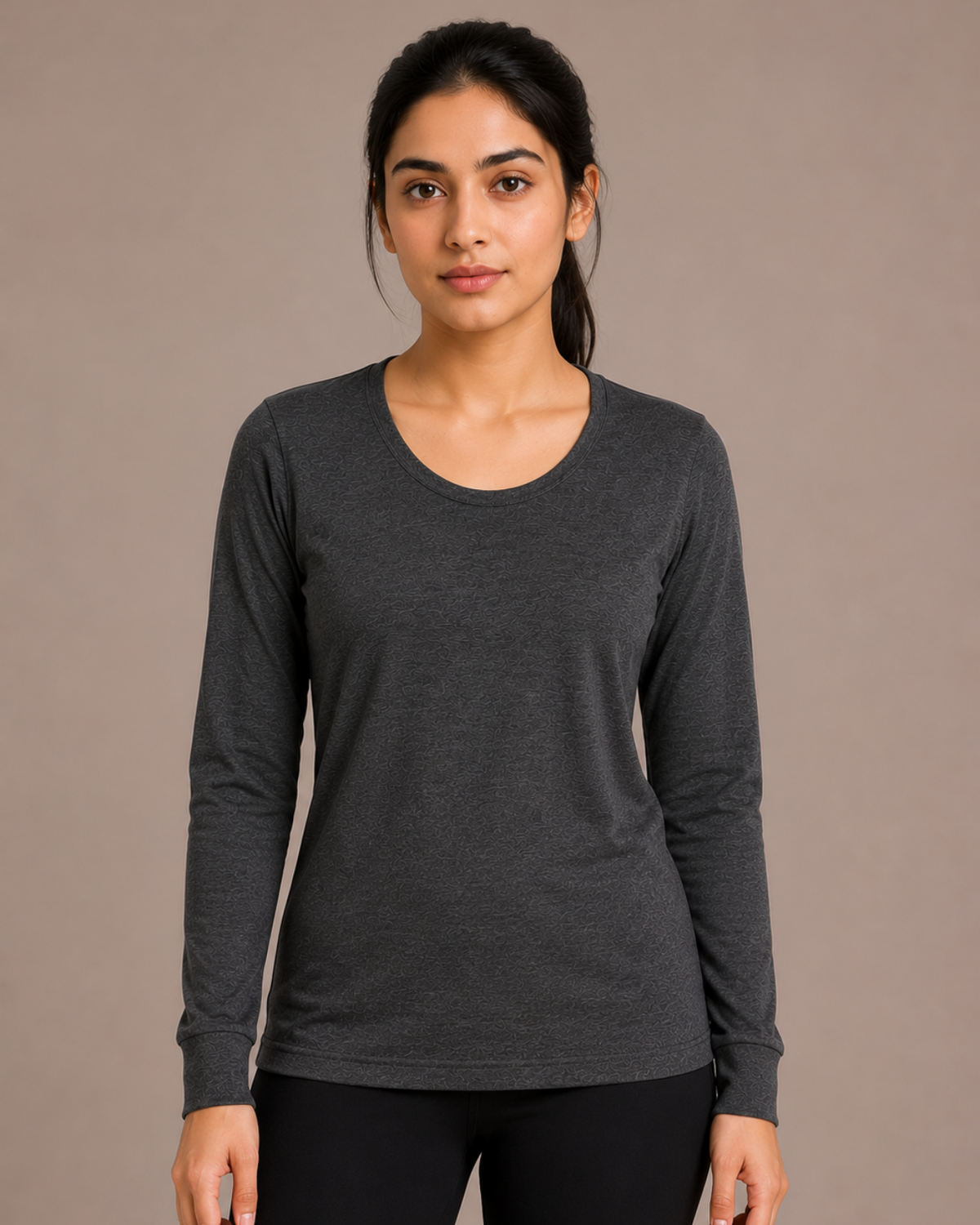 100% Merino Wool Full Sleeves High Neck Thermal Top For Women