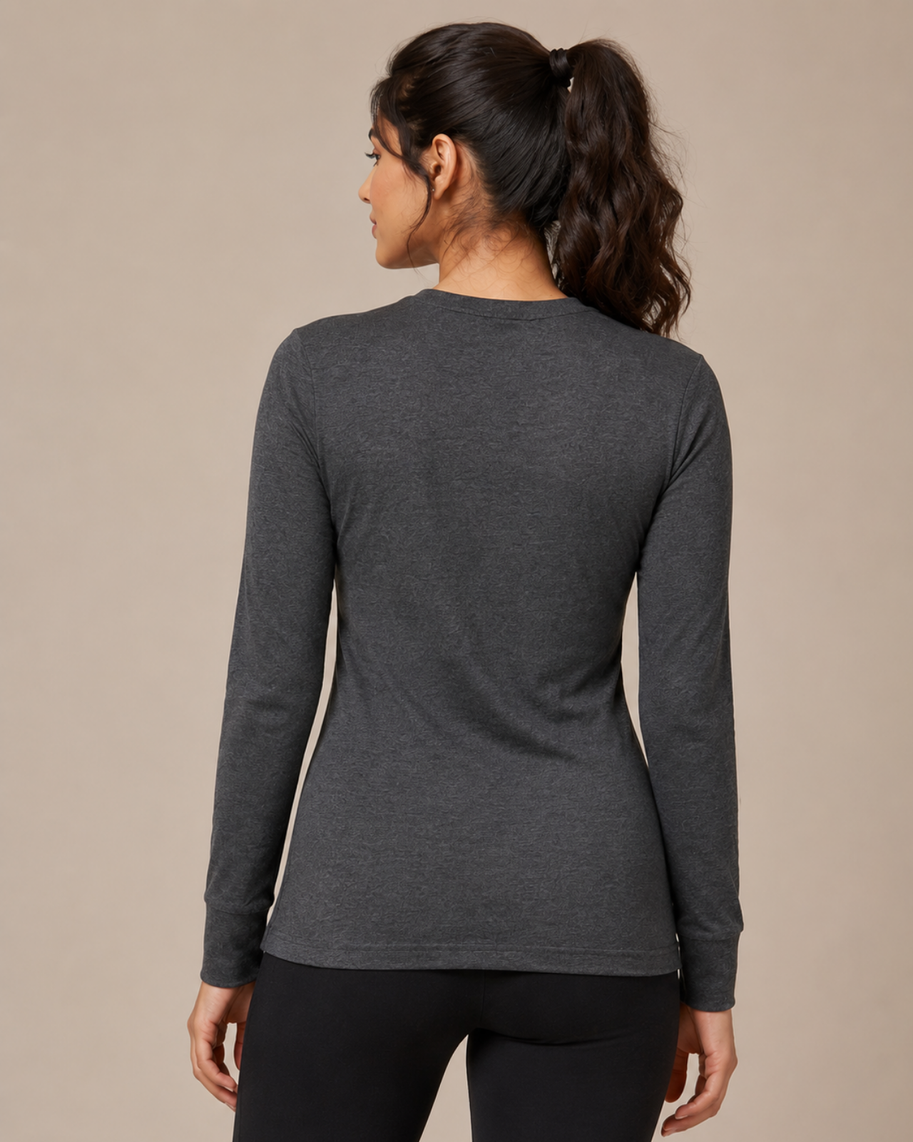 100% Merino Wool Full Sleeves High Neck Thermal Top For Women