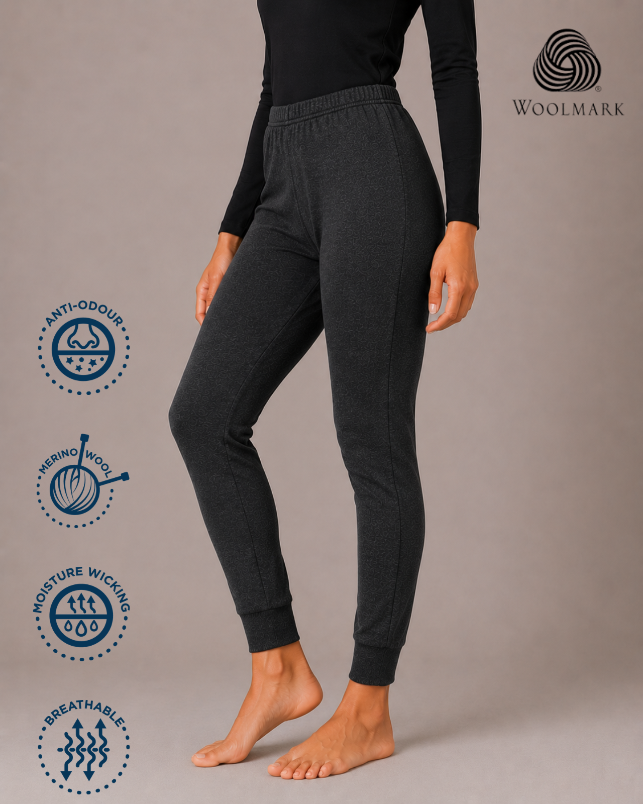100% Merino Wool Women's Thermal Leggings
