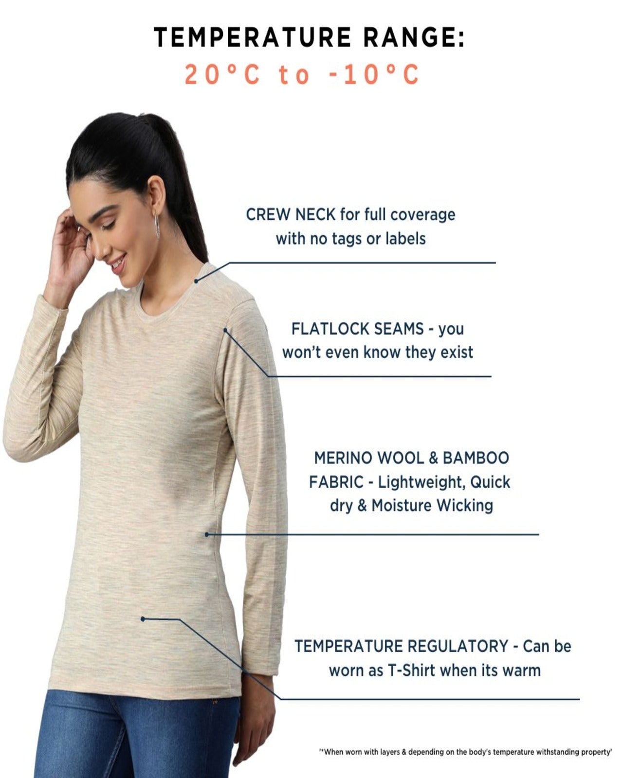 Women's Full Sleeves Thermal | Merino Wool + Bamboo