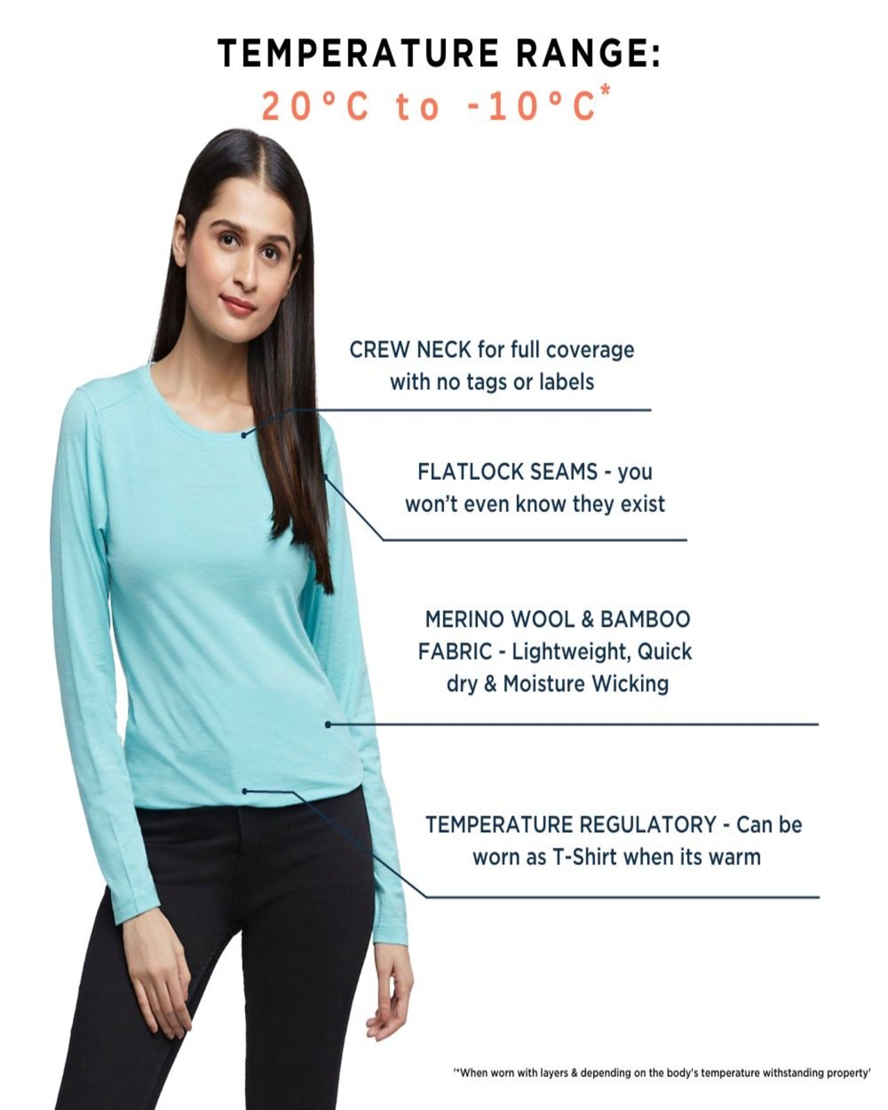 Women's Full Sleeves Thermal | Merino Wool + Bamboo