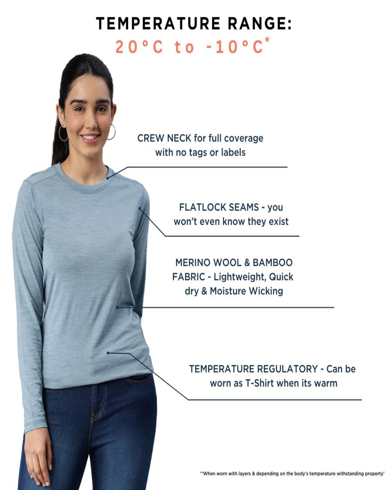 Women's Full Sleeves Thermal | Merino Wool + Bamboo