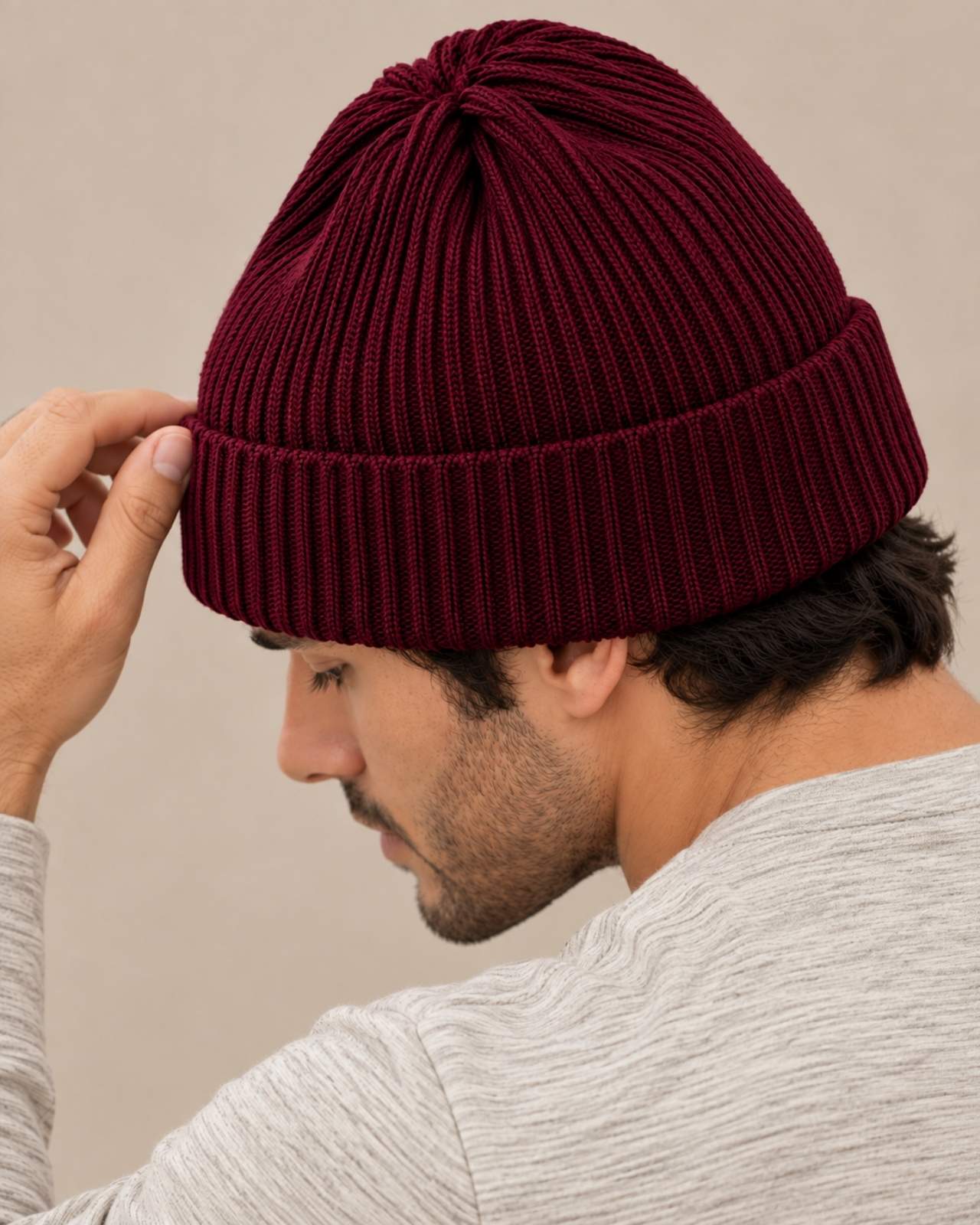 Ribbed Merino Wool Cap For Men
