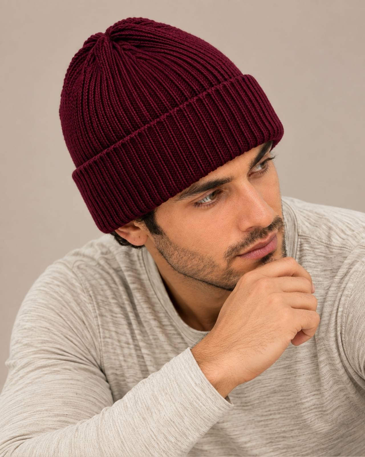Ribbed Merino Wool Cap For Men