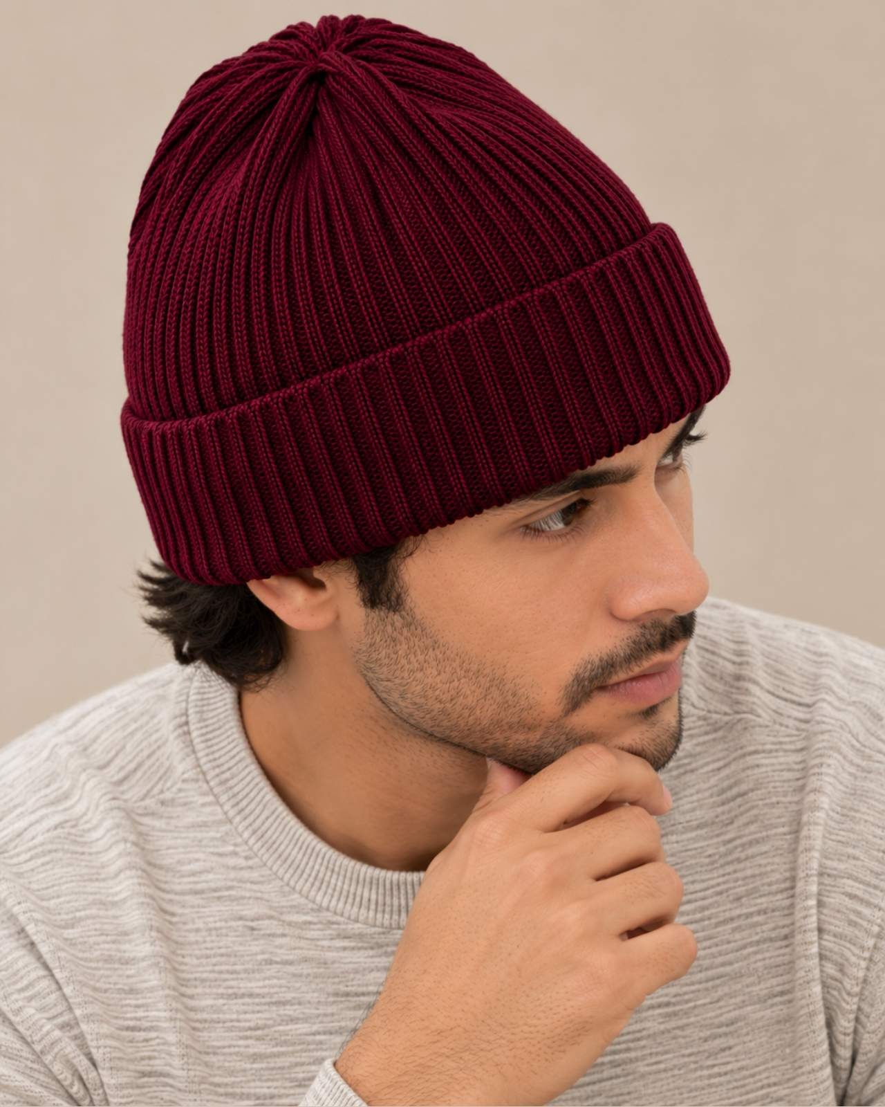 Ribbed Merino Wool Cap For Men