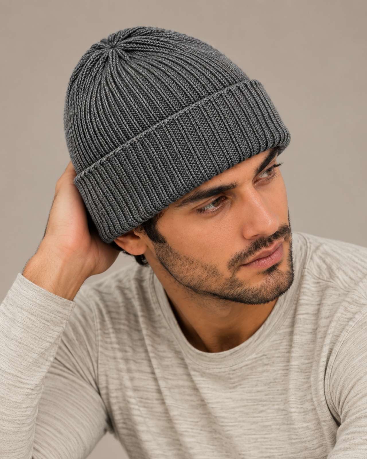 Ribbed Merino Wool Cap For Men