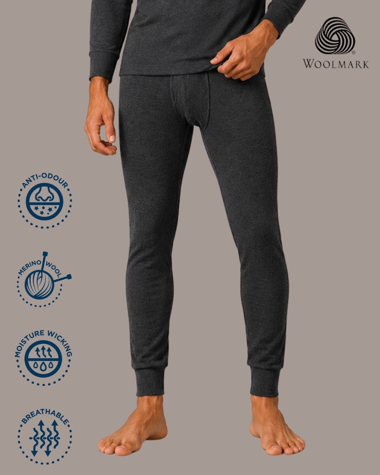 100% Merino Wool Men's Thermal Leggings