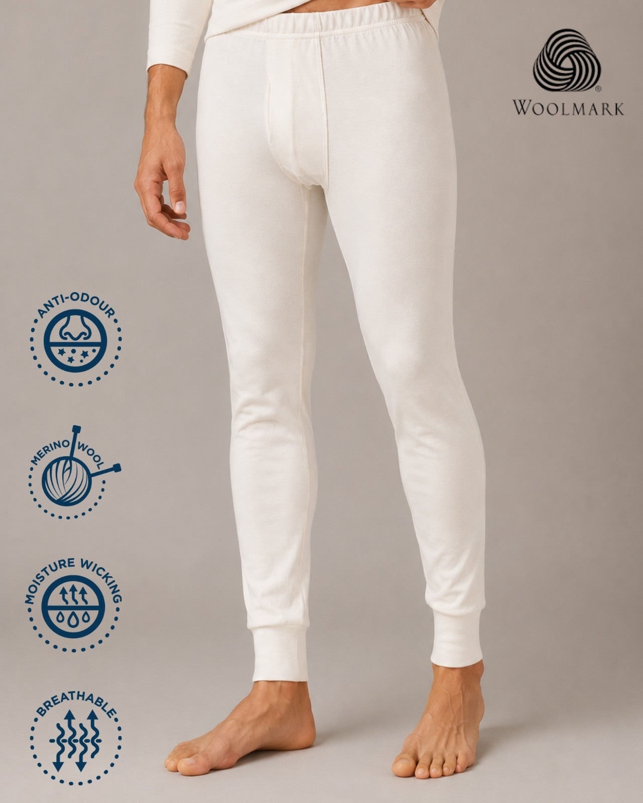 100% Merino Wool Men's Thermal Leggings