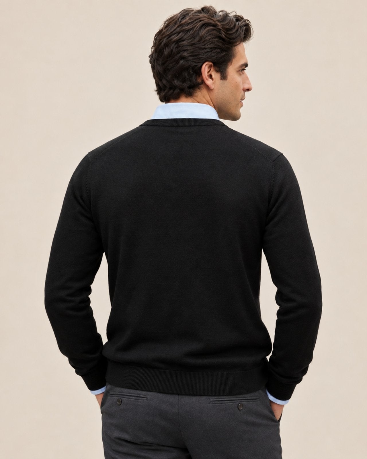 Merino Wool V-Neck Pullover For Men