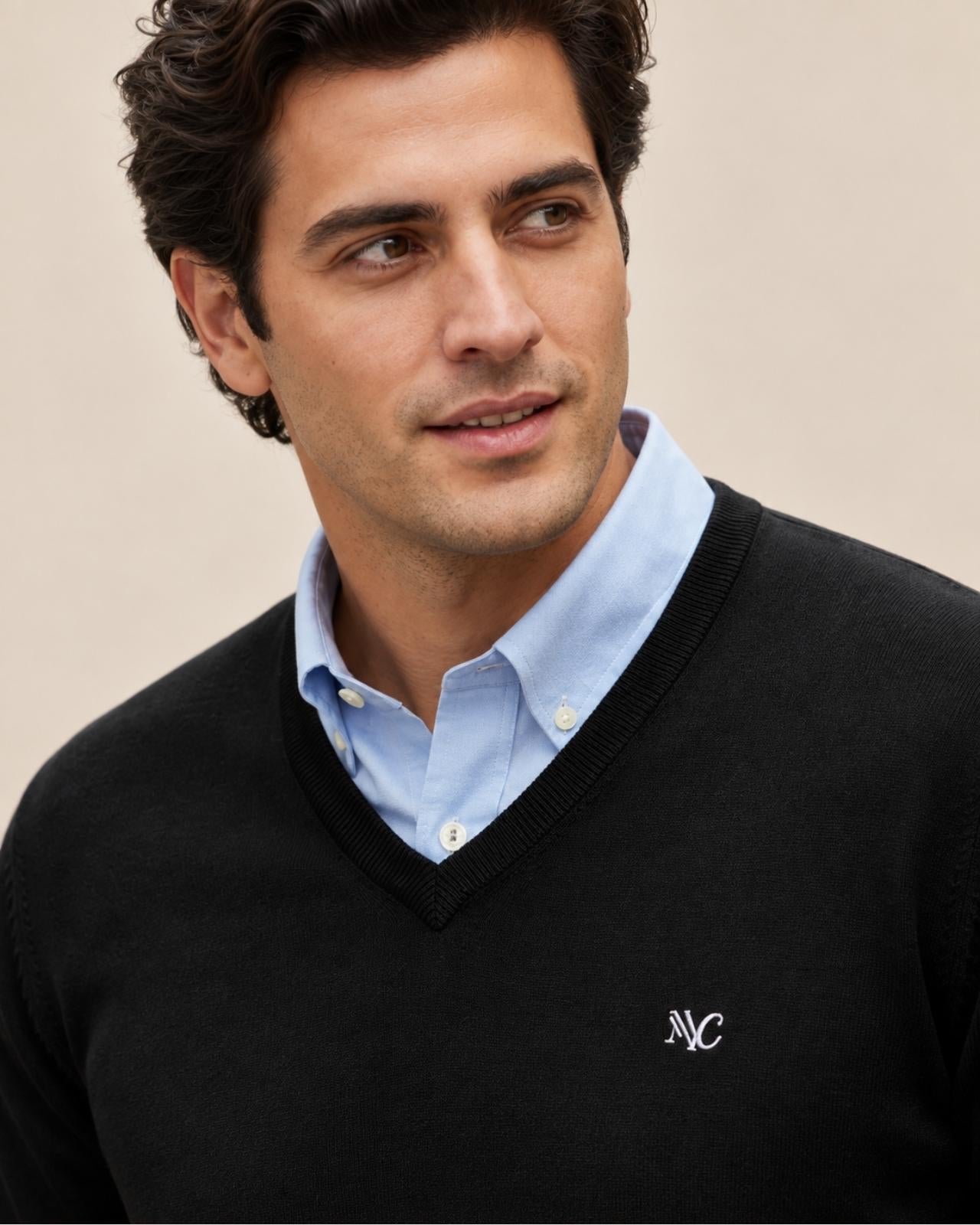 Merino Wool V-Neck Pullover For Men