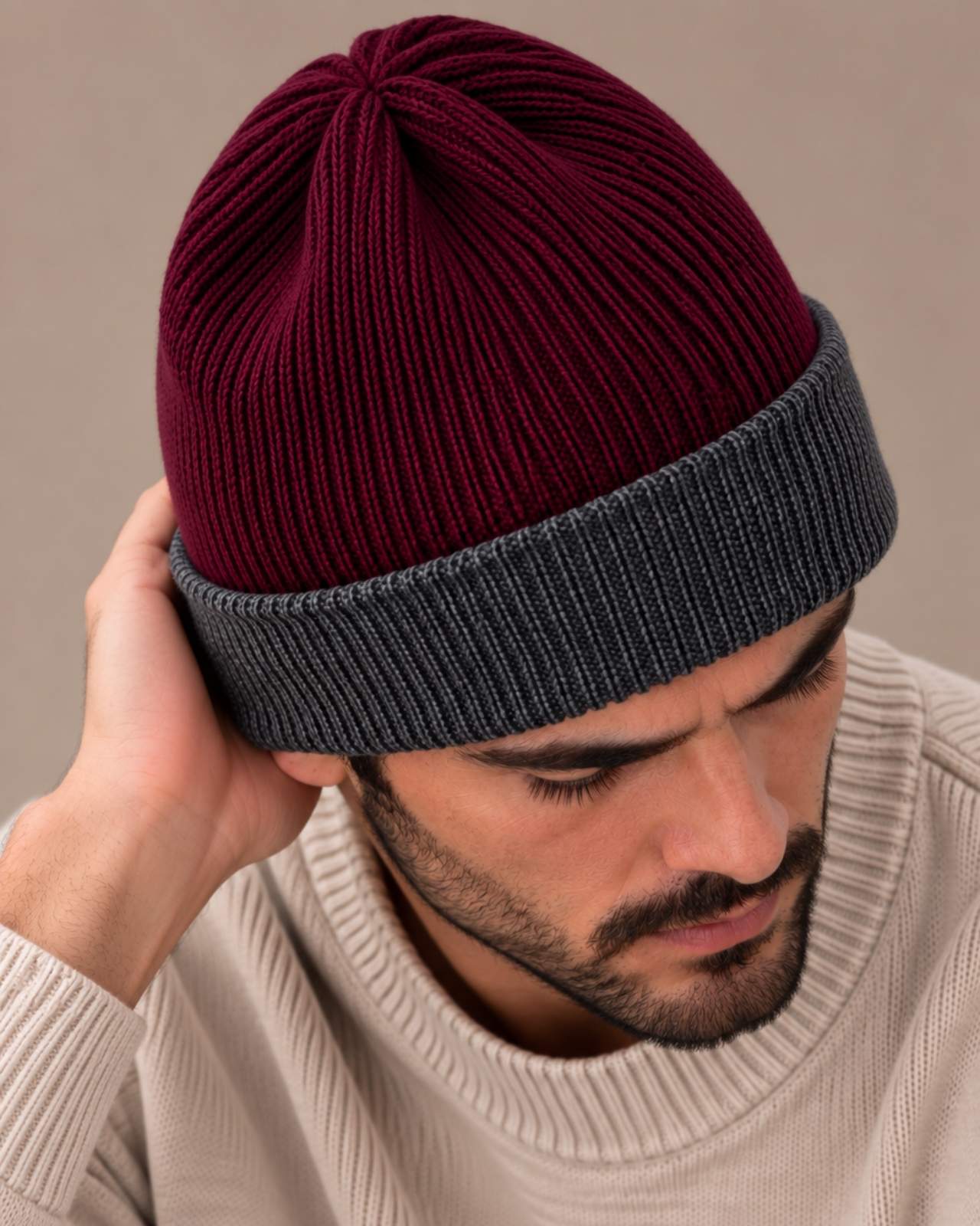 Merino Wool Reversible Beanie For Men