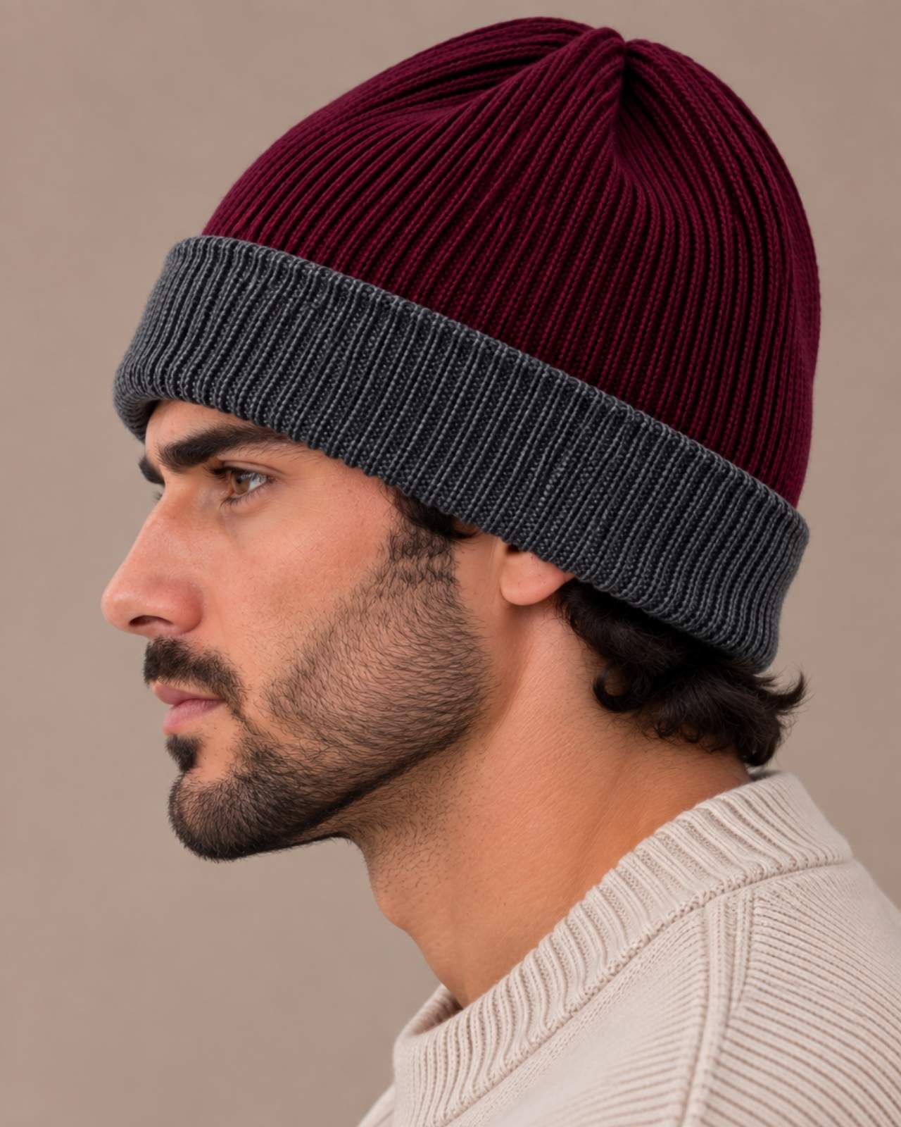 Merino Wool Reversible Beanie For Men