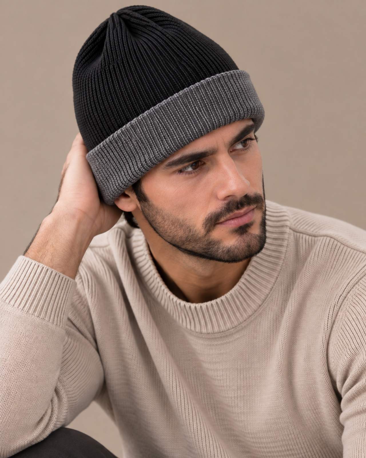 Merino Wool Reversible Beanie For Men