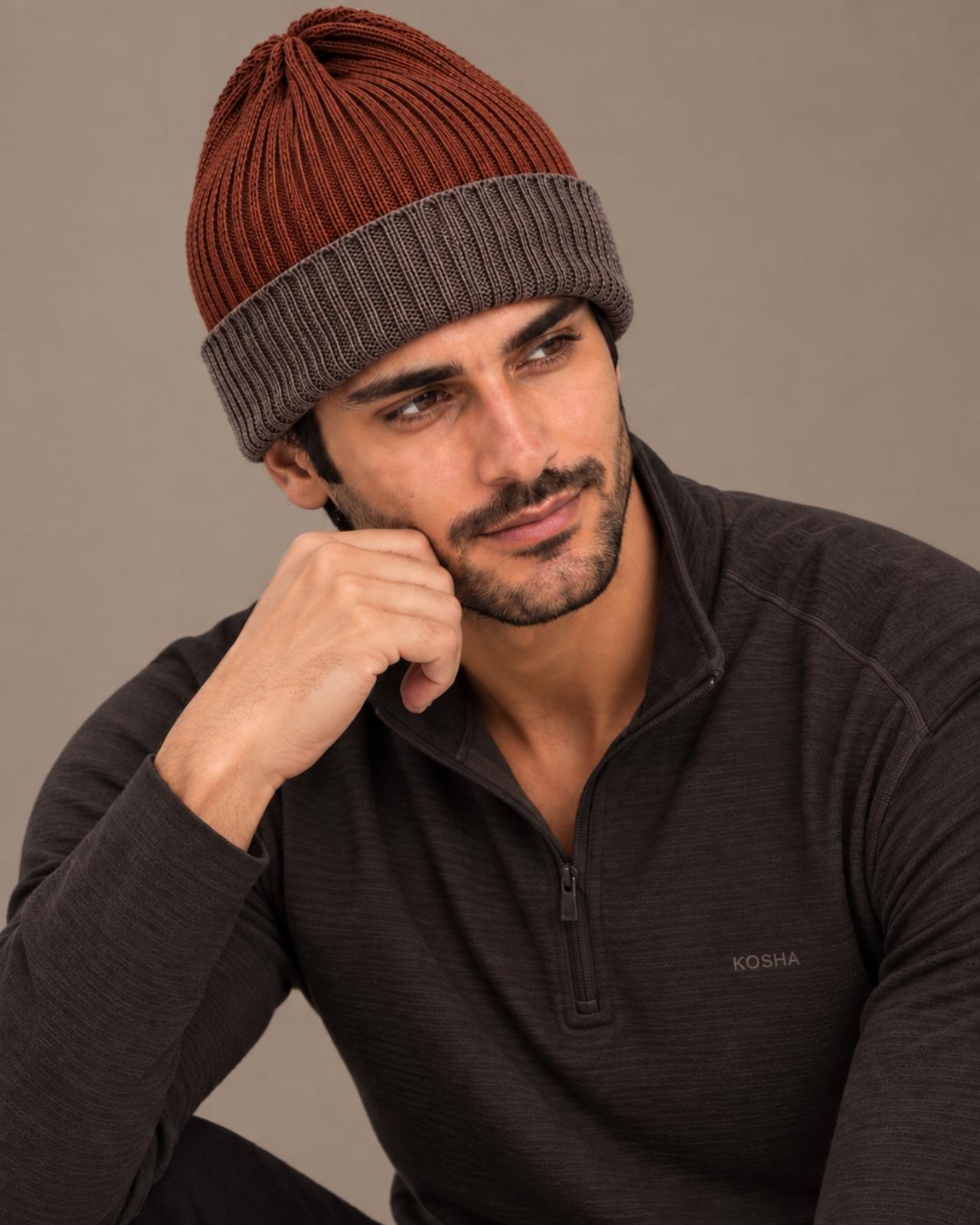 Merino Wool Reversible Beanie For Men