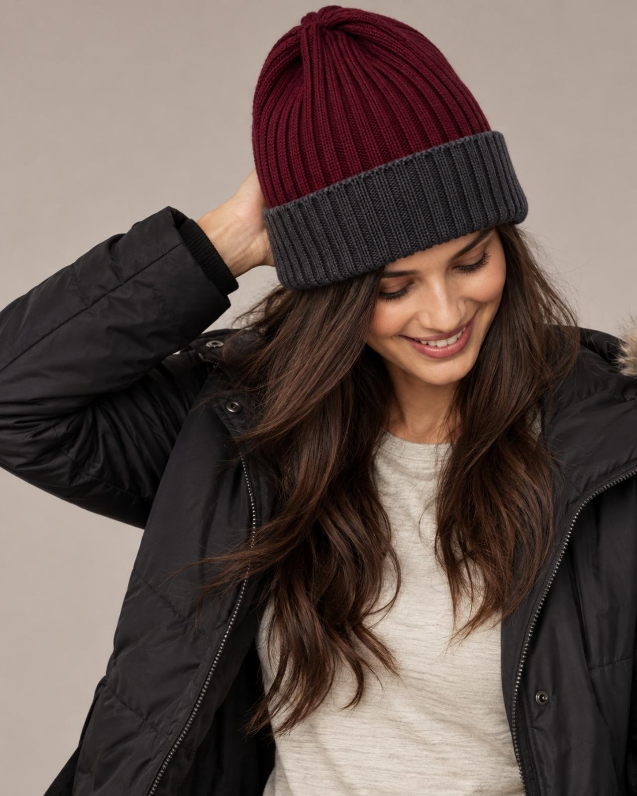 Merino Wool Reversible Beanie For Women