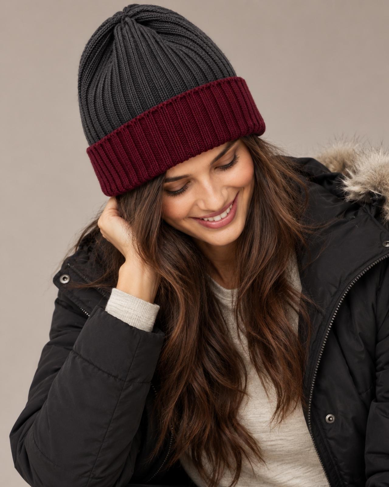Merino Wool Reversible Beanie For Women