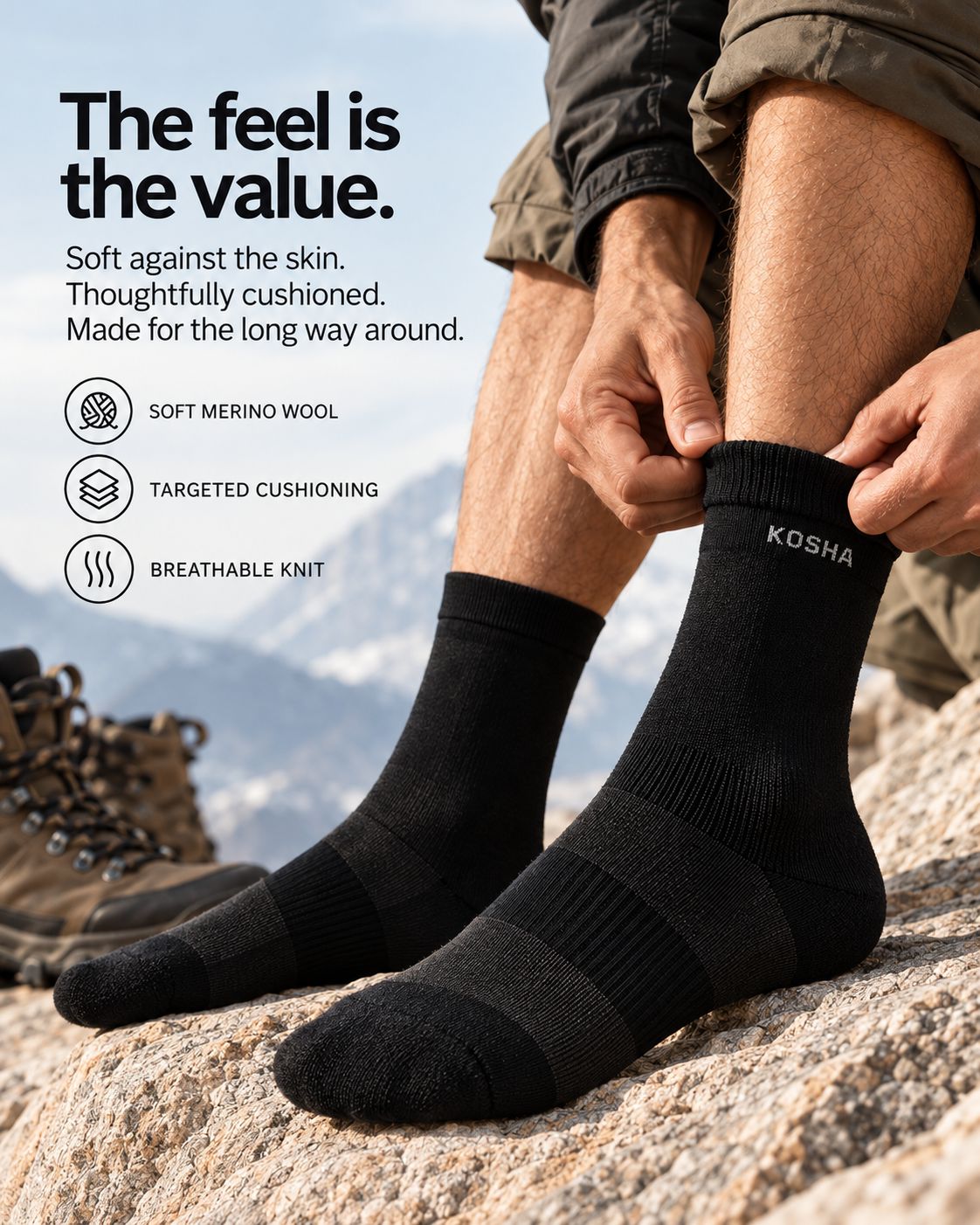 Men's Merino Wool Cushioned Technical Socks