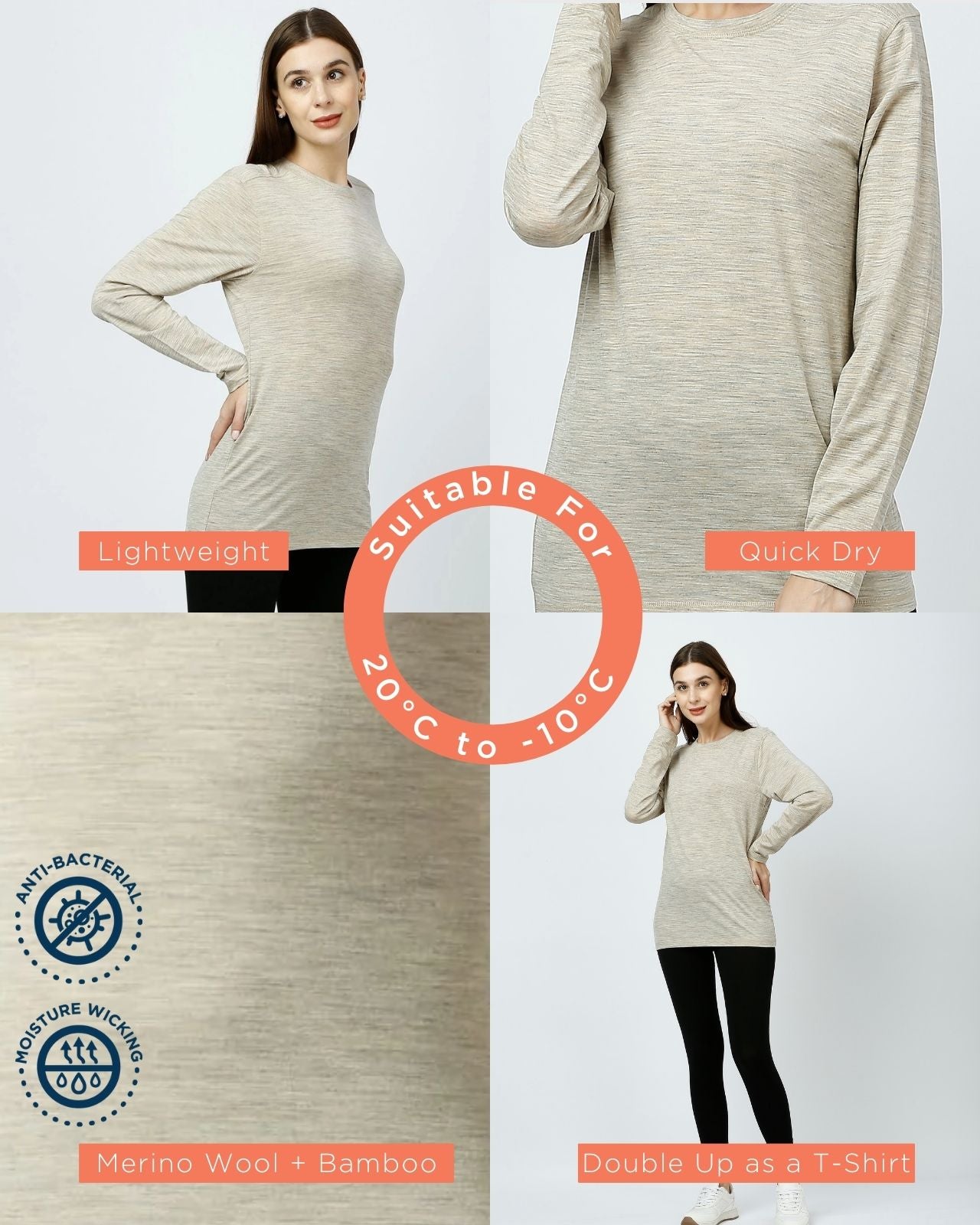 Women's Full Sleeves Thermal | Merino Wool + Bamboo