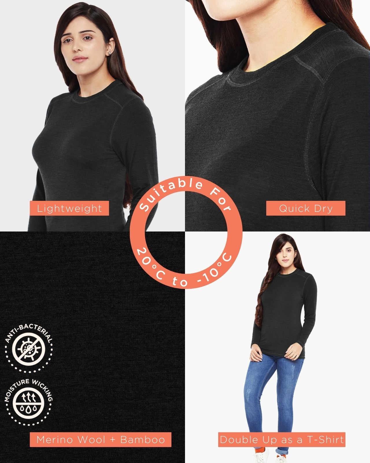 Women's Full Sleeves Thermal | Merino Wool + Bamboo