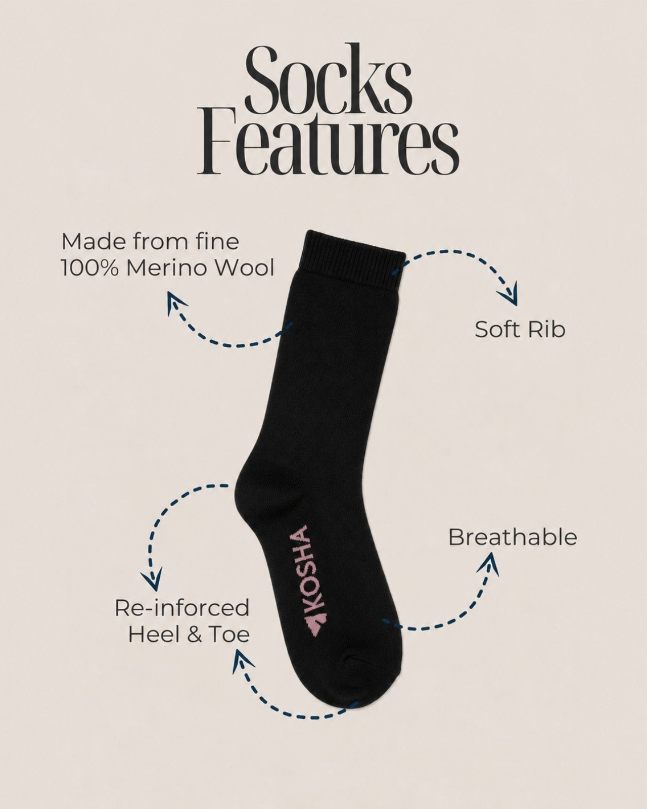 Women's Classic Merino Wool Crew Length Socks