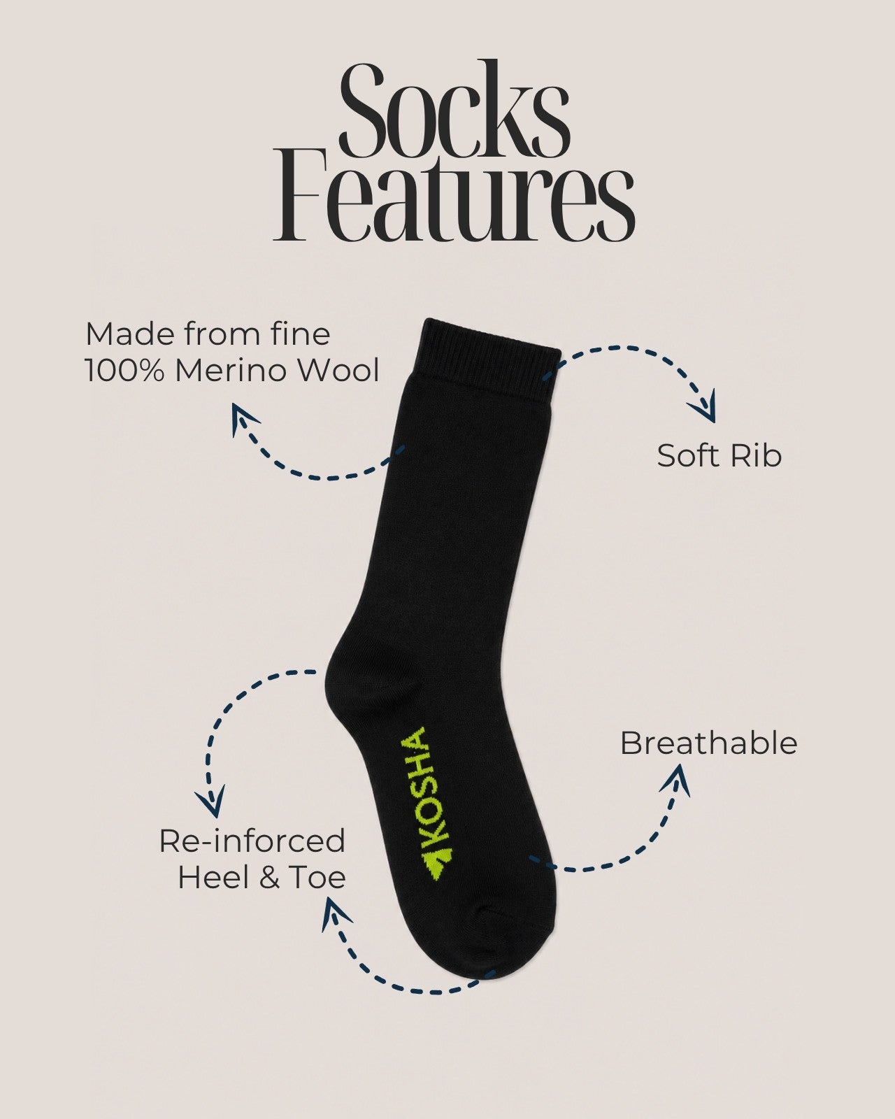 Women's Classic Merino Wool Crew Length Socks