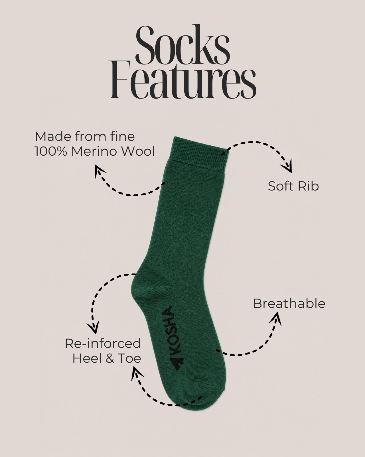 Women's Classic Merino Wool Crew Length Socks