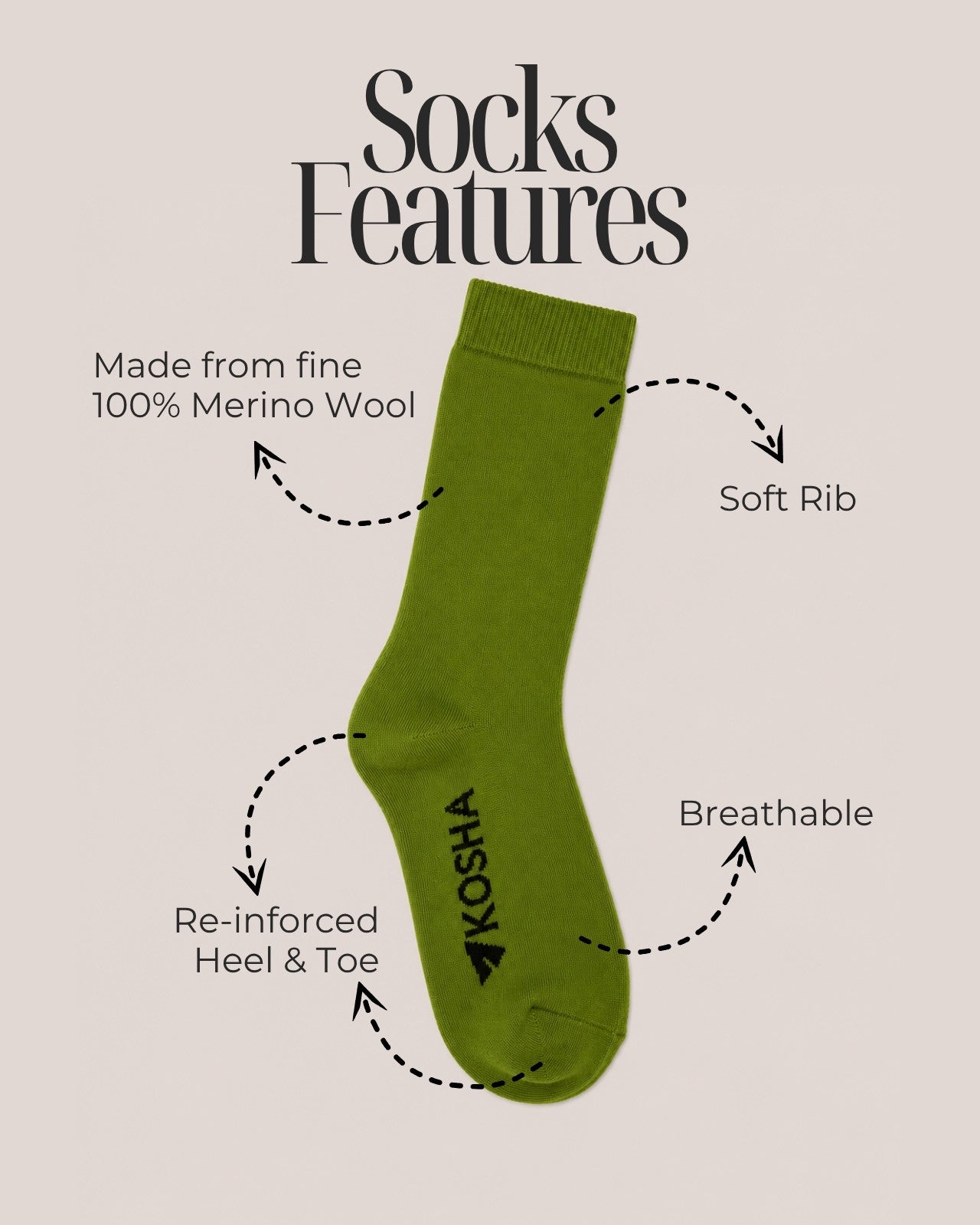Women's Classic Merino Wool Crew Length Socks