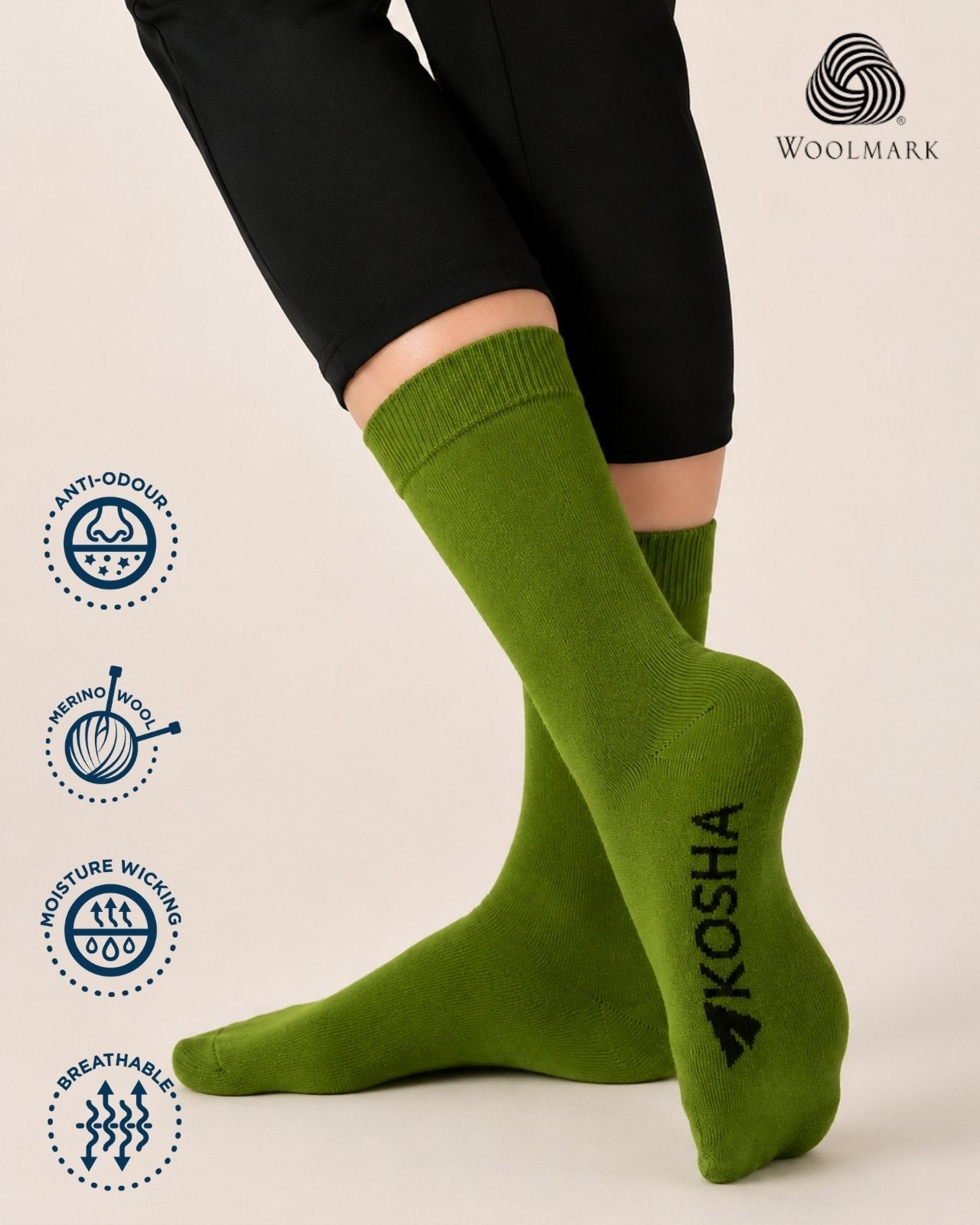 Women's Classic Merino Wool Crew Length Socks