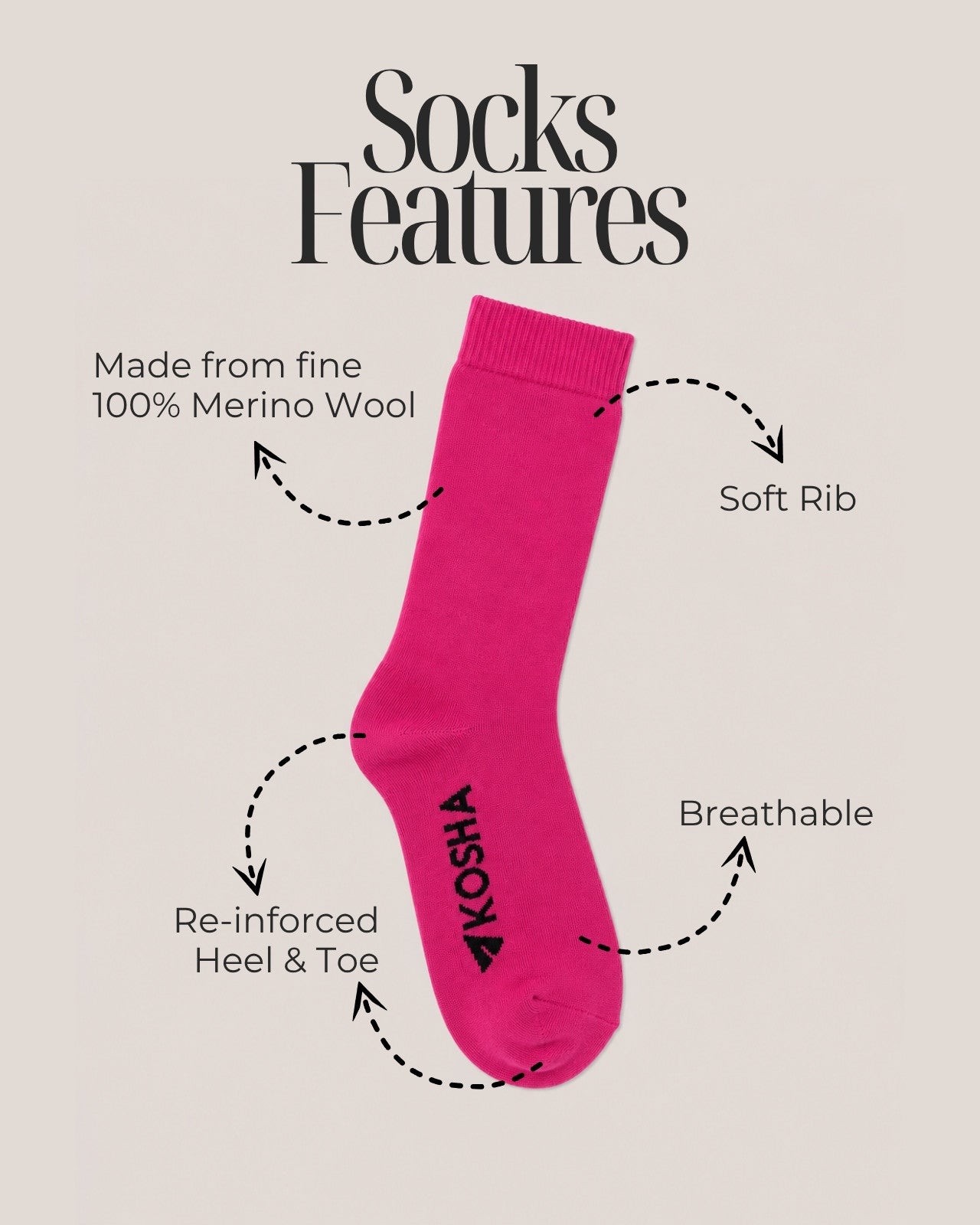 Women's Classic Merino Wool Crew Length Socks