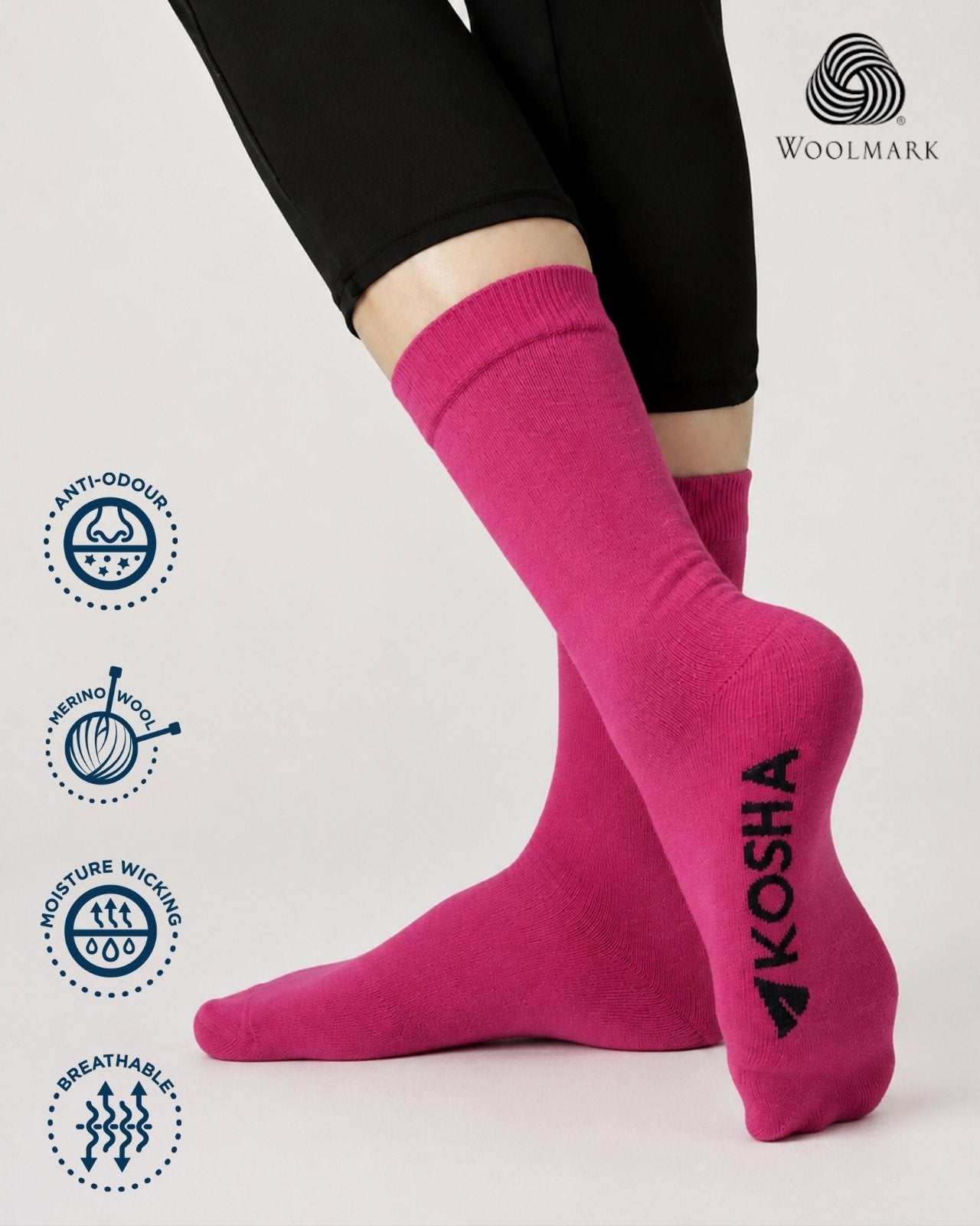 Women's Classic Merino Wool Crew Length Socks