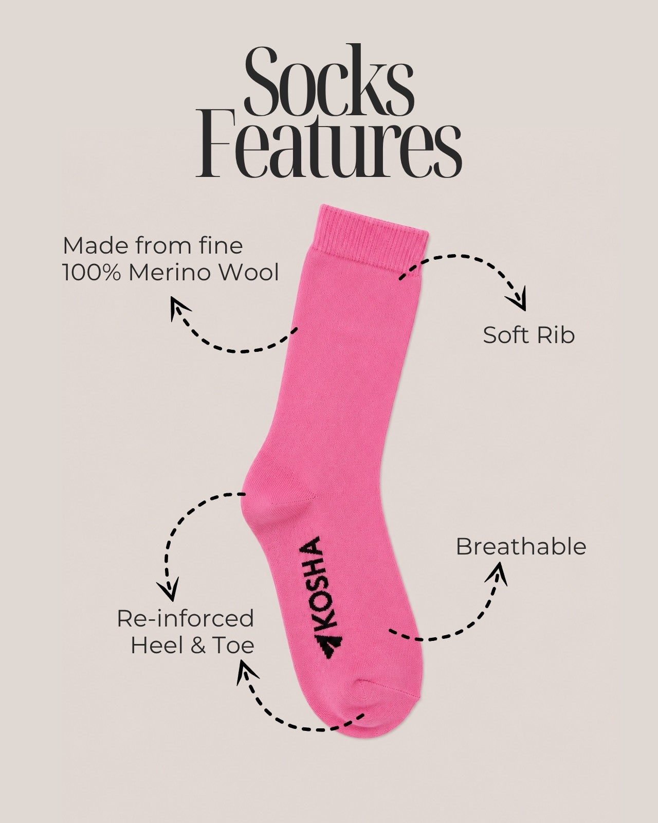 Women's Classic Merino Wool Crew Length Socks