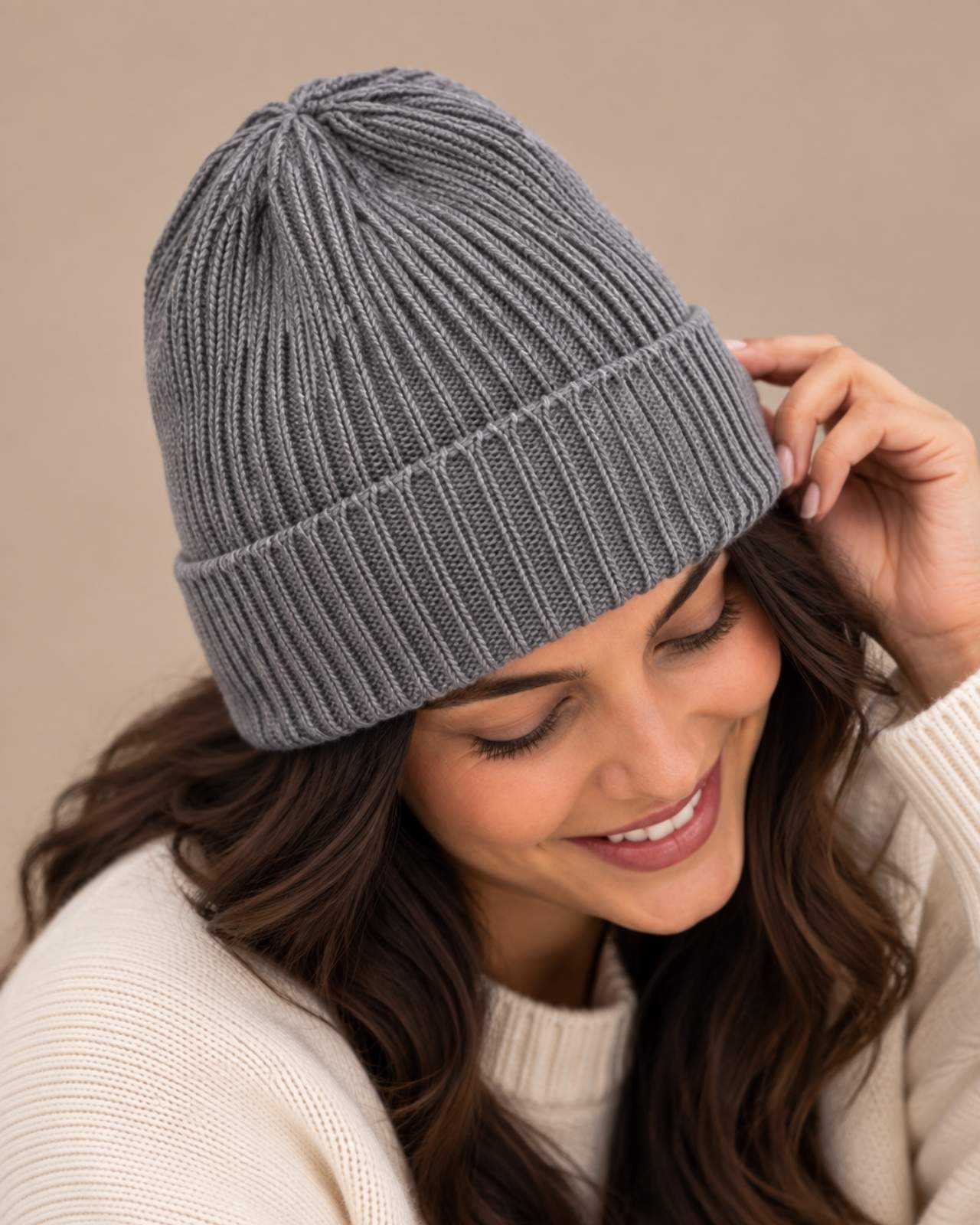 Ribbed Merino Wool Cap For Women