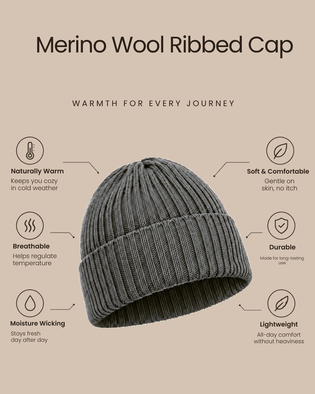 Ribbed Merino Wool Cap For Women