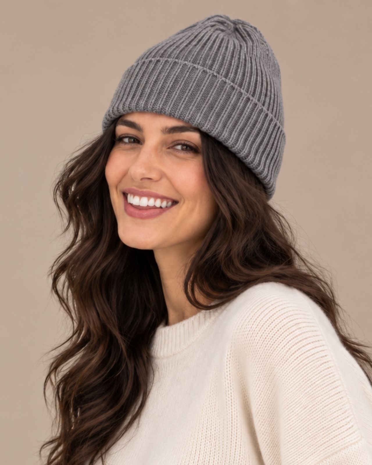 Ribbed Merino Wool Cap For Women