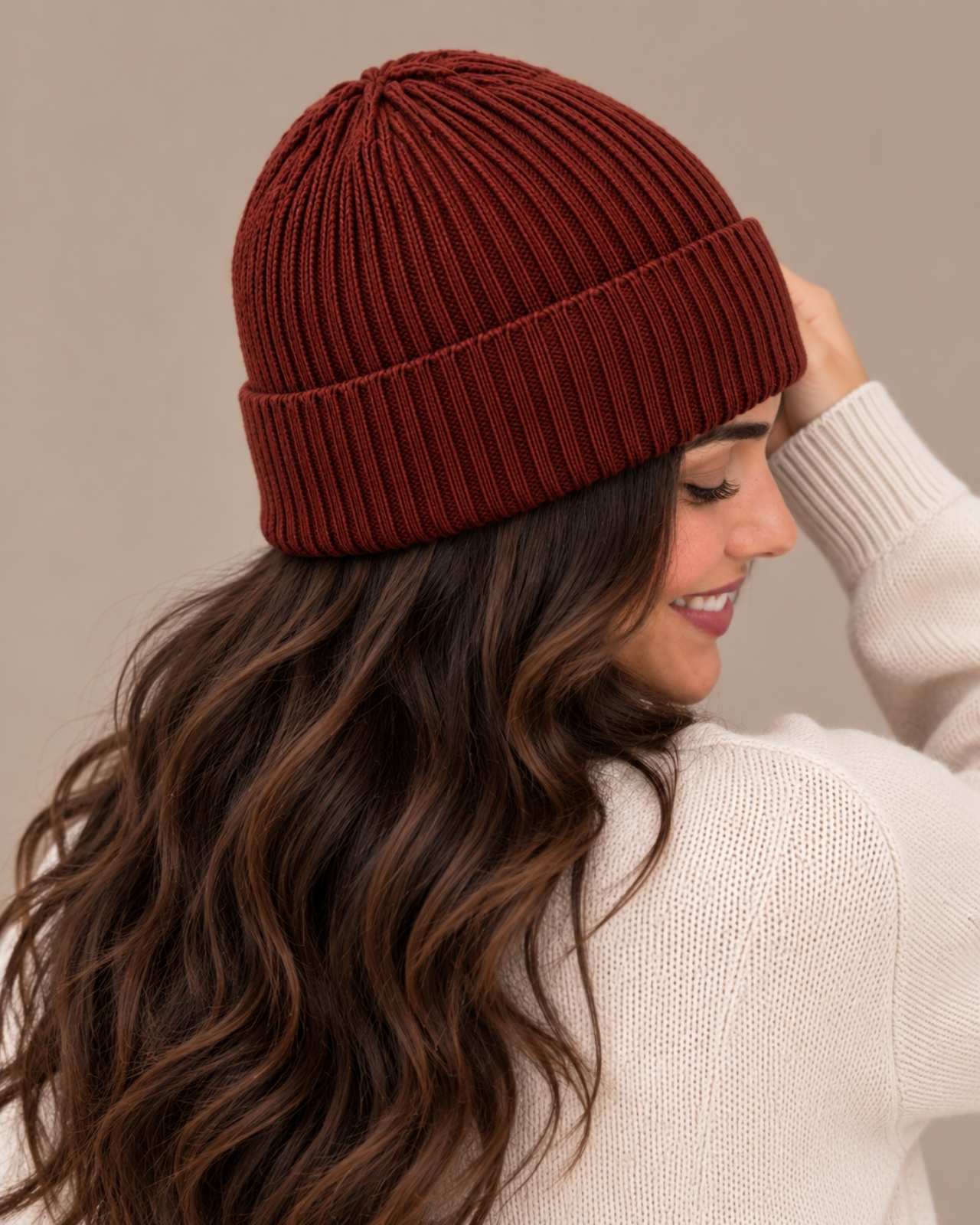 Ribbed Merino Wool Cap For Women